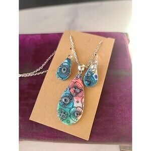 Multicolored Floral Polymer Clay Jewelry Set, NEW